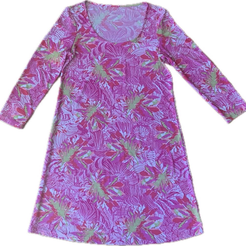 Casual Tropical Print Stretchy Dress, Size Small
